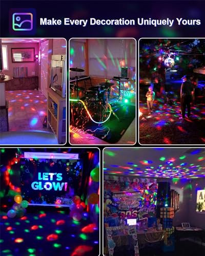 2-Pack Sound Activated Party Lights with Remote, Disco Ball - Product Imagery