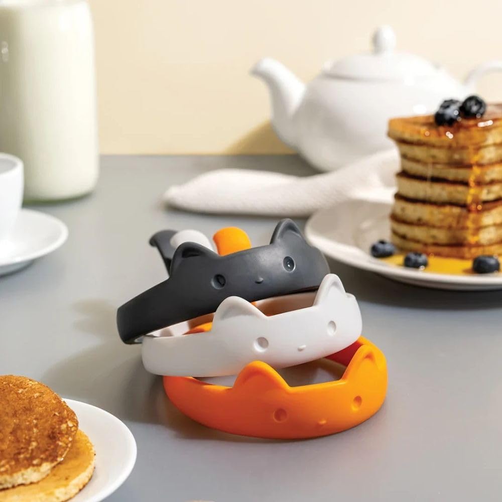 OTOTO PanCats Egg Ring Set of 3 - Silicone Egg Rings for Frying Eggs, - View 2