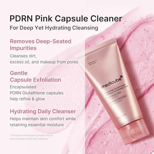 medicube Facial Cleanser PDRN Pink Glutathione Capsule Foam - Product Imagery