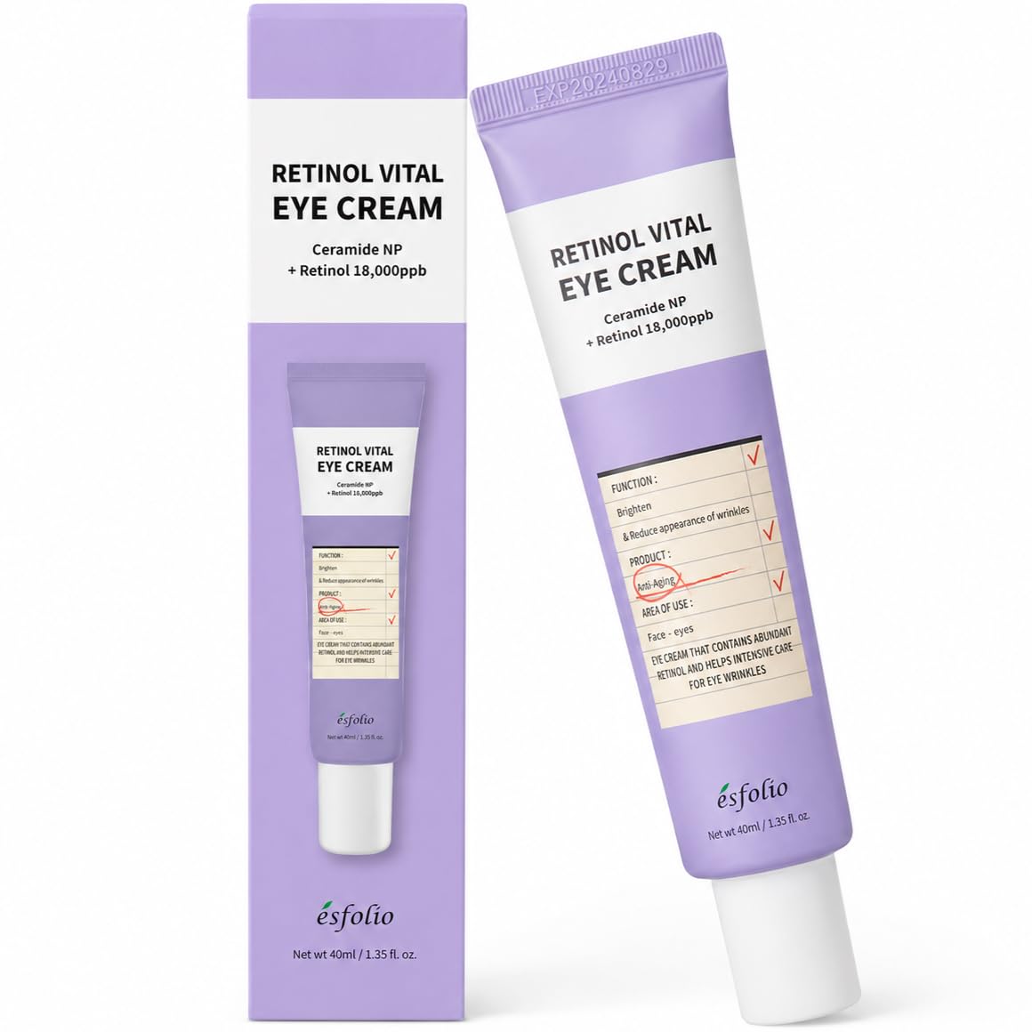Esfolio Retinol Vitamin A Eye Cream, Daily Skin Care for Under - esfolio