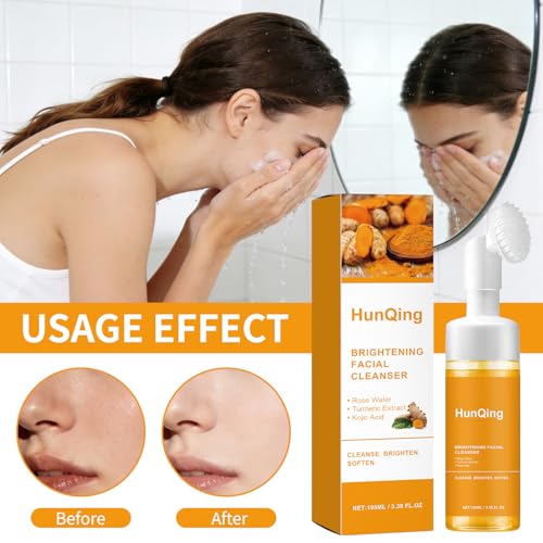 Glow Wash Turmeric Face Wash With Brush,Deep Cleansing Exfolia... - Product Imagery