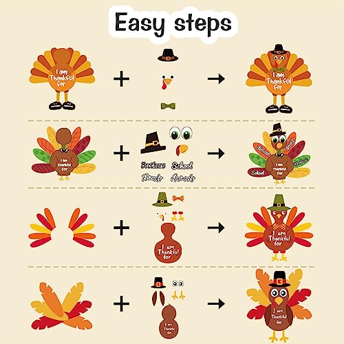 Thanksgiving Crafts for Kids, Make-a-Turkey Crafts Stickers - Product Imagery