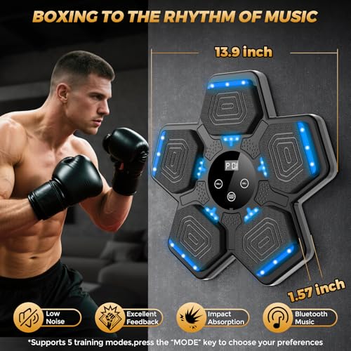 Music Boxing Machine, Wall Mounted Bluetooth Punching Pad with - Product Imagery
