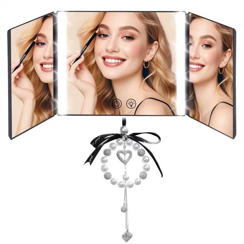 Car Vanity Mirror Sun Visor Mirror with Light with Car Charm - BLOOMINIQUE Official Imagery - 1