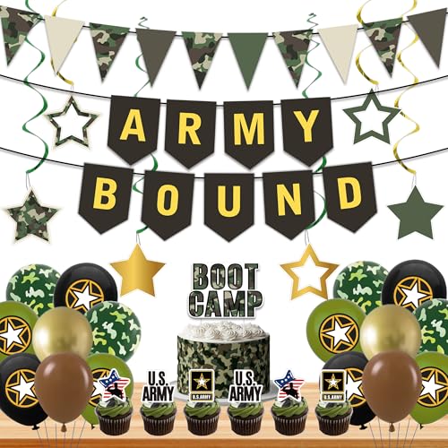 Holkcog Army Party Decorations, Green Military Themed Birthday - Product Imagery