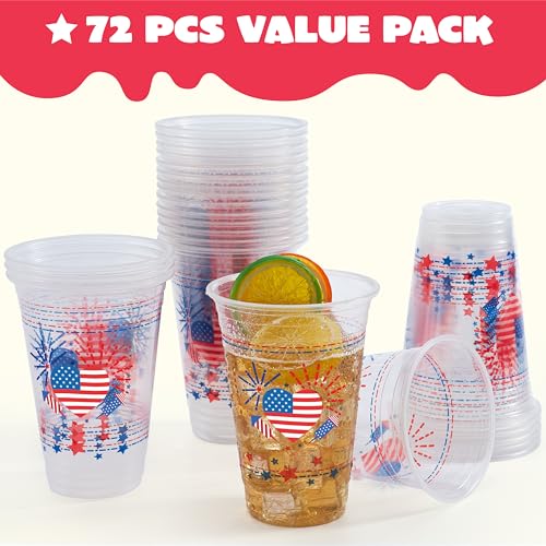 JOYIN 4th of July Cups, 72 Pcs 16 OZ 250th Anniversary Patriotic - Product Imagery