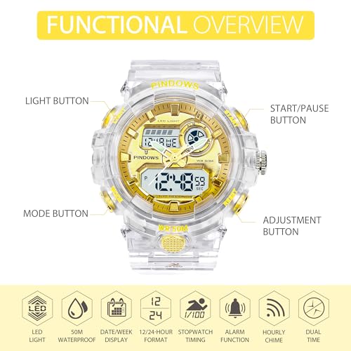 Womens Watch for Women Digital Sports Watch,7 Color LED Light - Product Imagery