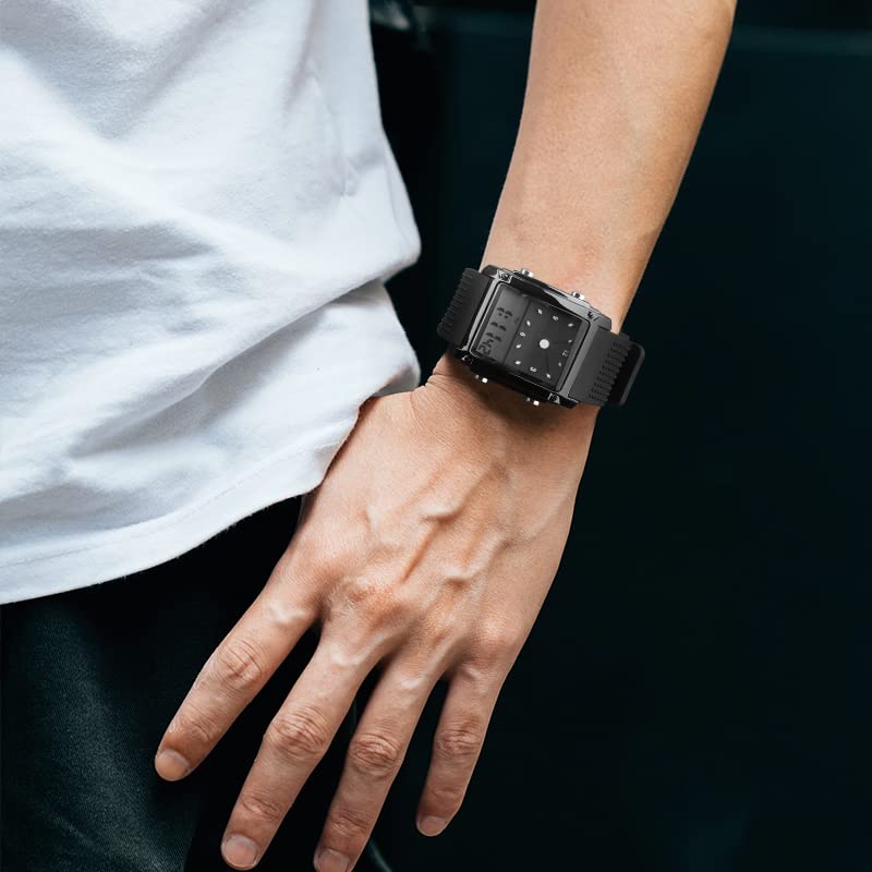 FANMIS Men's Rectangle Analog Digital Sports Watch 50M LED - Product Imagery