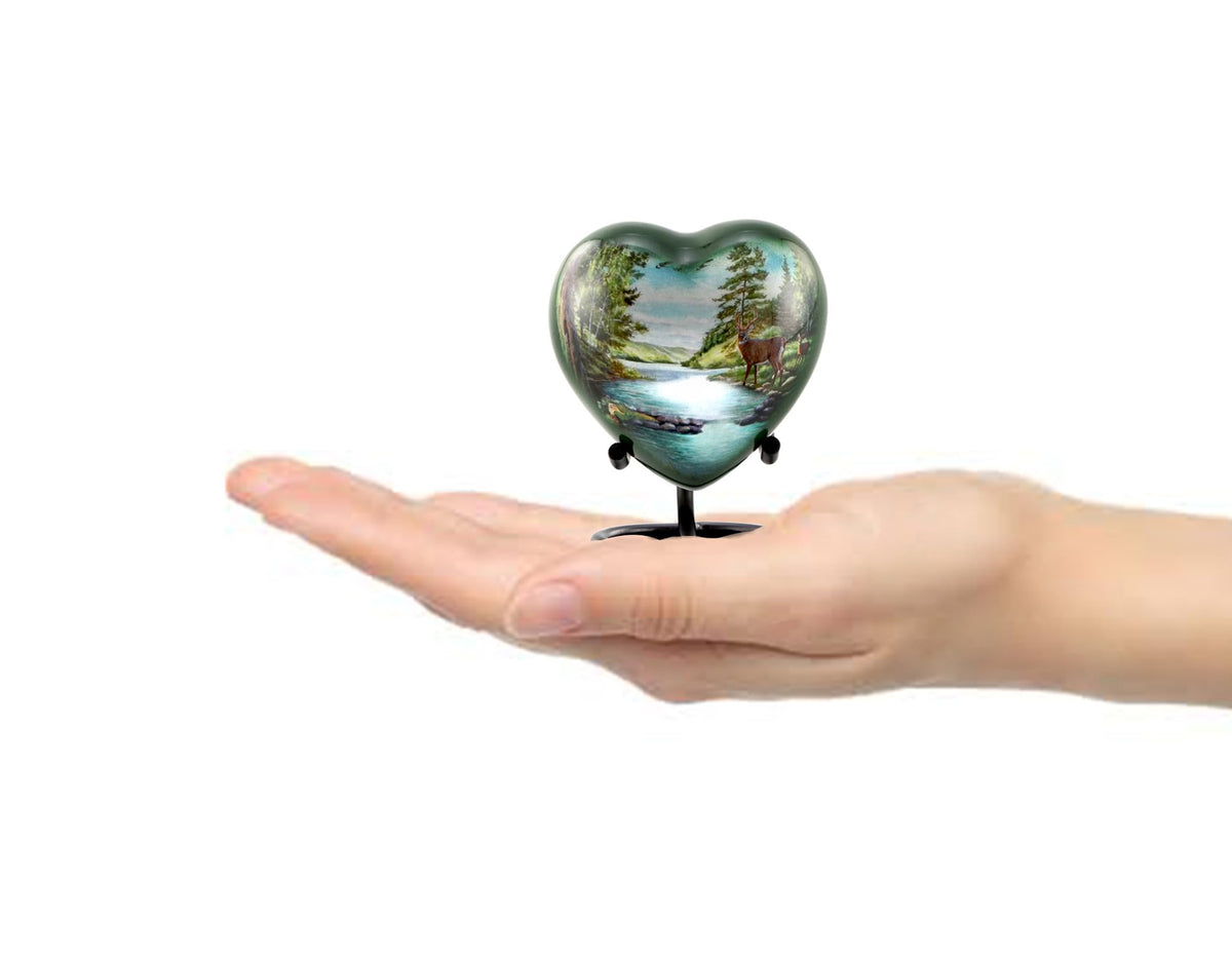 Deer Heart Keepsake Urn for Ashes Hunting Urn Mini Buck Urn - Immortal-Memories Official Imagery - 7