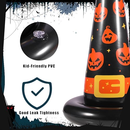 Halloween Ring Toss Game Set, 5Pcs Inflatable Witch Hats with - Product Imagery