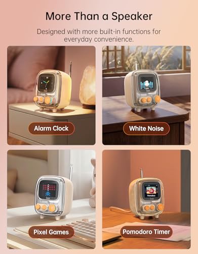 Divoom Tiivoo-2 Retro Bluetooth Speaker, FM Radio, Pixel Art - Product Imagery