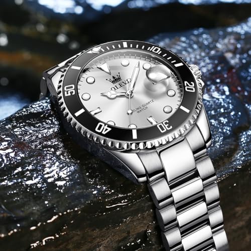 OLEVS Luxury Watches for Men Big Stainless Steel Waterproof - Product Imagery