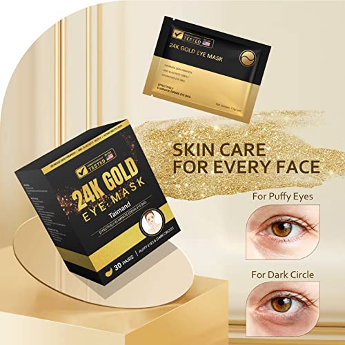 Under Eye Patches (30 Pairs), 24K Gold Eye Mask for Dark Circles - Product Imagery