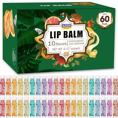 AZEN 60 Pack Natural Lip Balm Moisturizing Lip Care Product - AZEN Official Imagery - 1