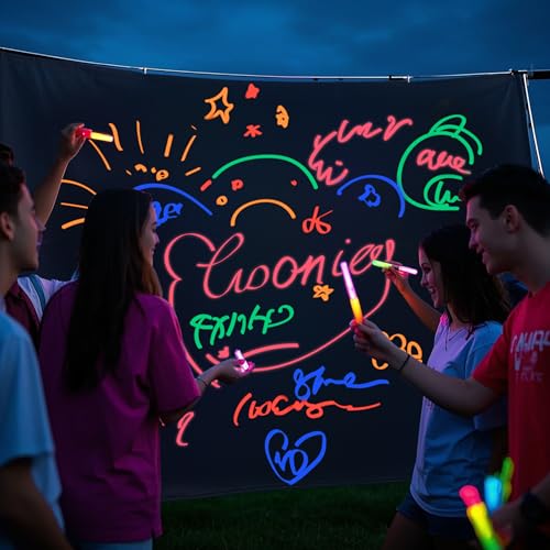 UV Neon Photography Background with 6 Fluorescent Colored Pens - Product Imagery