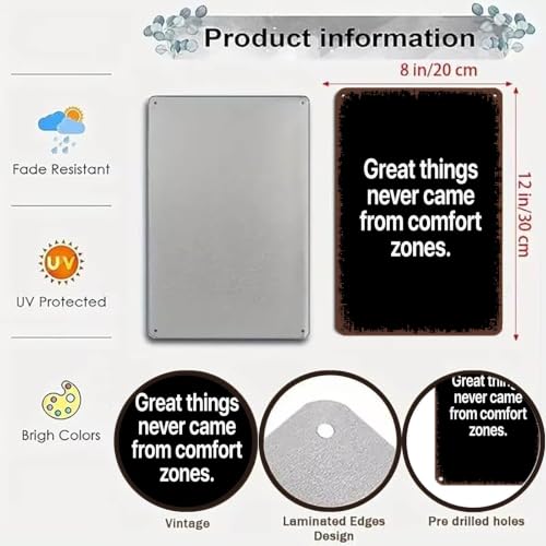 8x12 Inch Aluminum Metal Motivational Poster, Great Things - Product Imagery