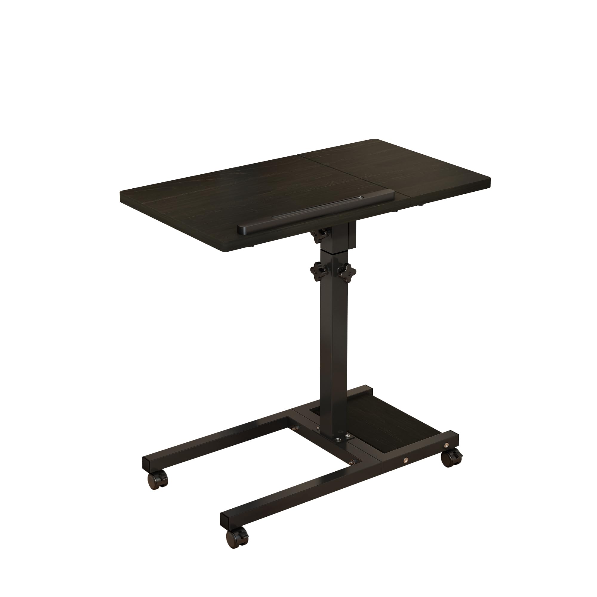 TigerDad adjustable height laptop stand with wheels, tiltable desk cart, portable table, and mouse pad for PC and notebook use
