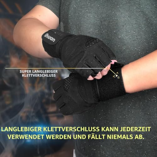 ihuan Ventilated Weight Lifting Gym Workout Gloves with Wrist - Product Imagery