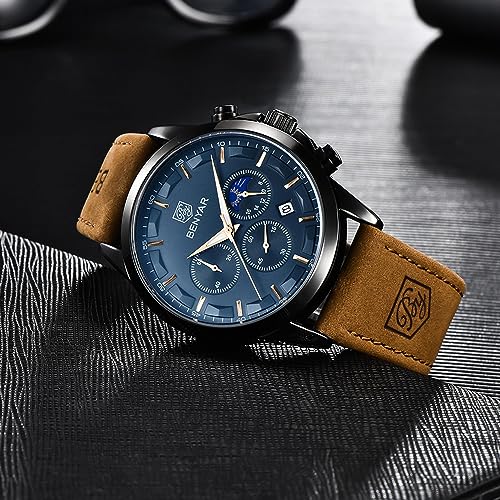BENYAR Mens Watches Analog Quartz Chronograph Waterproof Wrist - Product Imagery