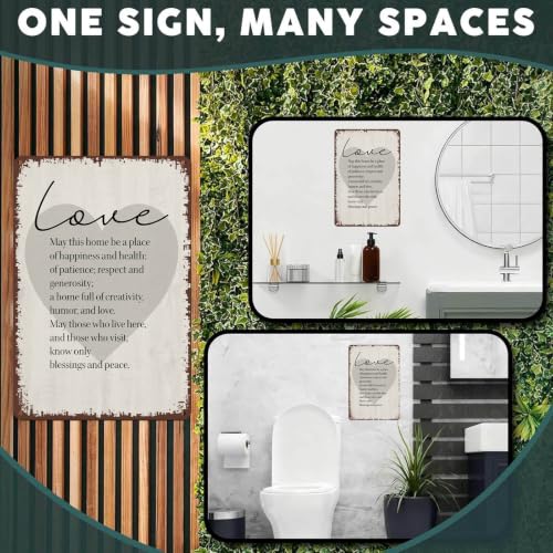 8x12 Inch Aluminum Metal Wall Sign, Love Home Blessing Wall - Product Imagery
