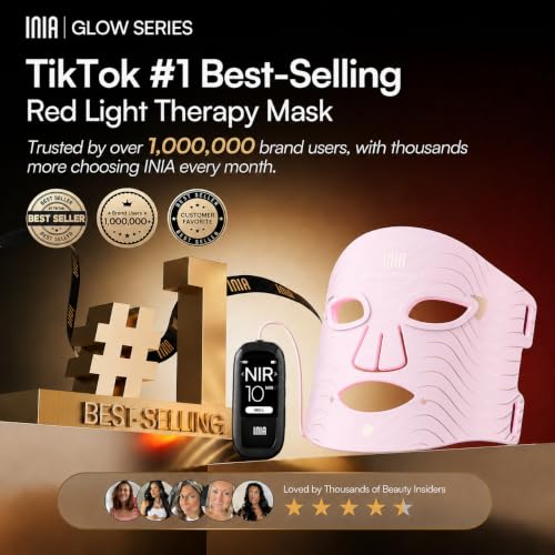 INIA Red Light Therapy Mask for Face, 850nm NIR, Red/Blue LED - Product Imagery