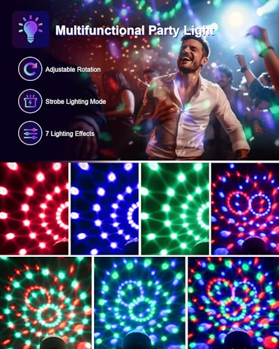 Sound Activated Party Lights with Remote DJ Lighting, Disco Ball - Product Imagery
