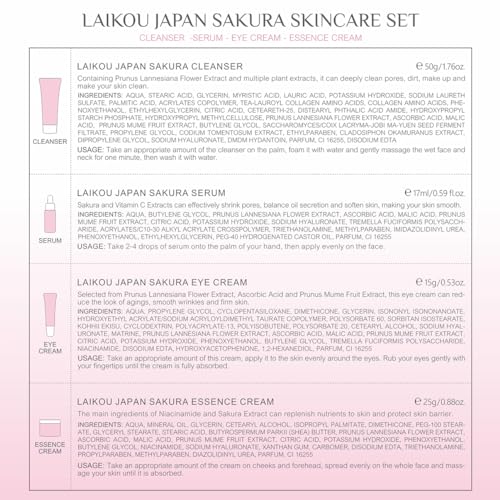 LAIKOU Skin Care Set JAPAN SAKURA Beauty Gift Sets Skin Care Kit - Product Imagery