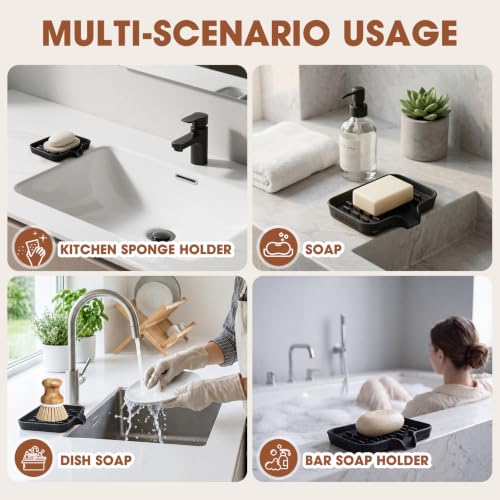CAKETIME 2 Pack Silicone Soap Dish with Drainage Holes for - Product Imagery