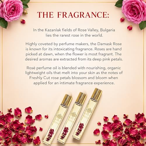 SAFA Rosé Organic Rose Oil Perfume Roller | Bulgarian Damask & - Product Imagery