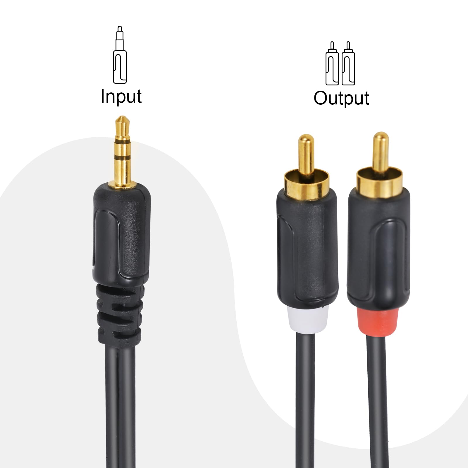 Zhaumim RCA Cables - 59IN/5FT Stereo Jack to 2RCA Plugs for Smart by Zhaumim - Angle View 8