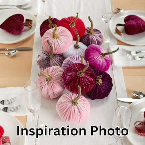 Set of 3 Small Velvet Pumpkins, Halloween indoor decor, purple - Product Imagery