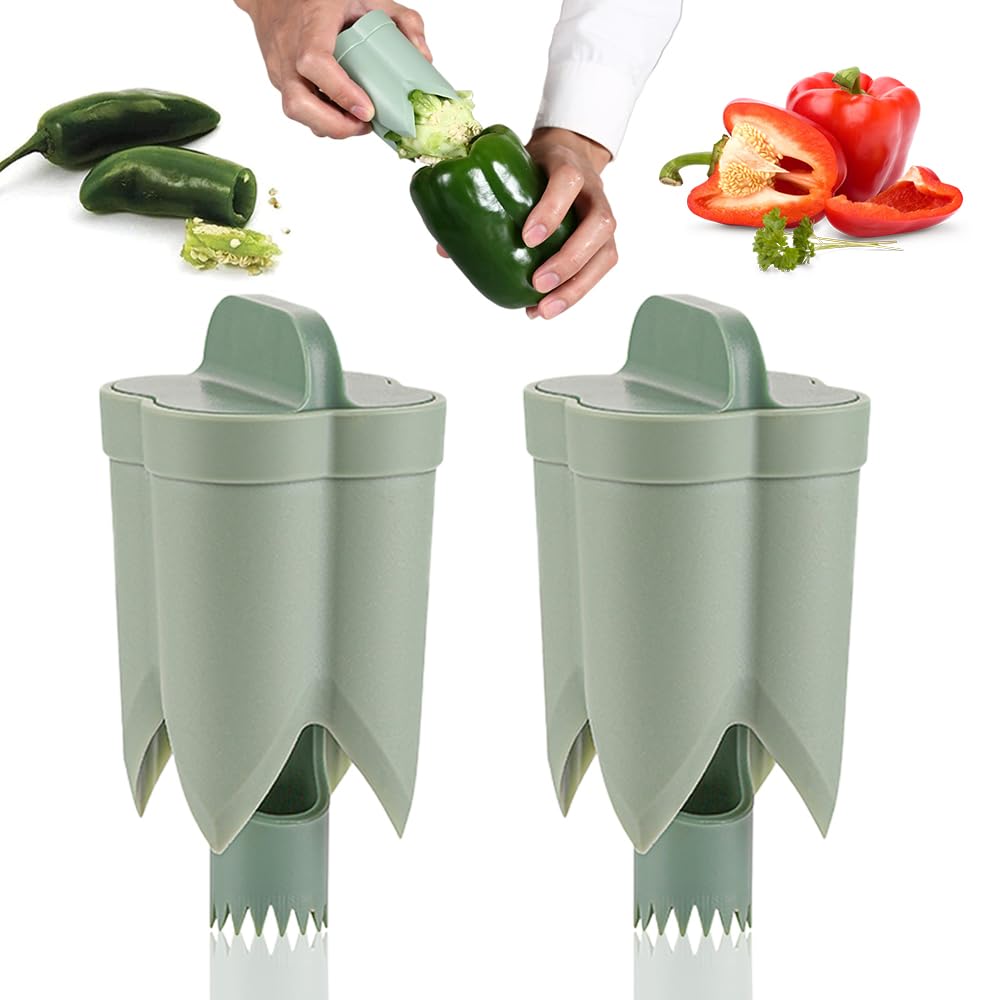 ZiTour Pepper Seed Corer Remover, 2024 New 2 in 1 Bell Pepper Cutter P - View 9