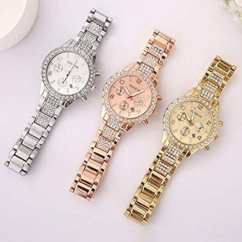 MASTOP Luxury Unisex Watch Crystal Quartz Calendar Gold Silver - Product Imagery
