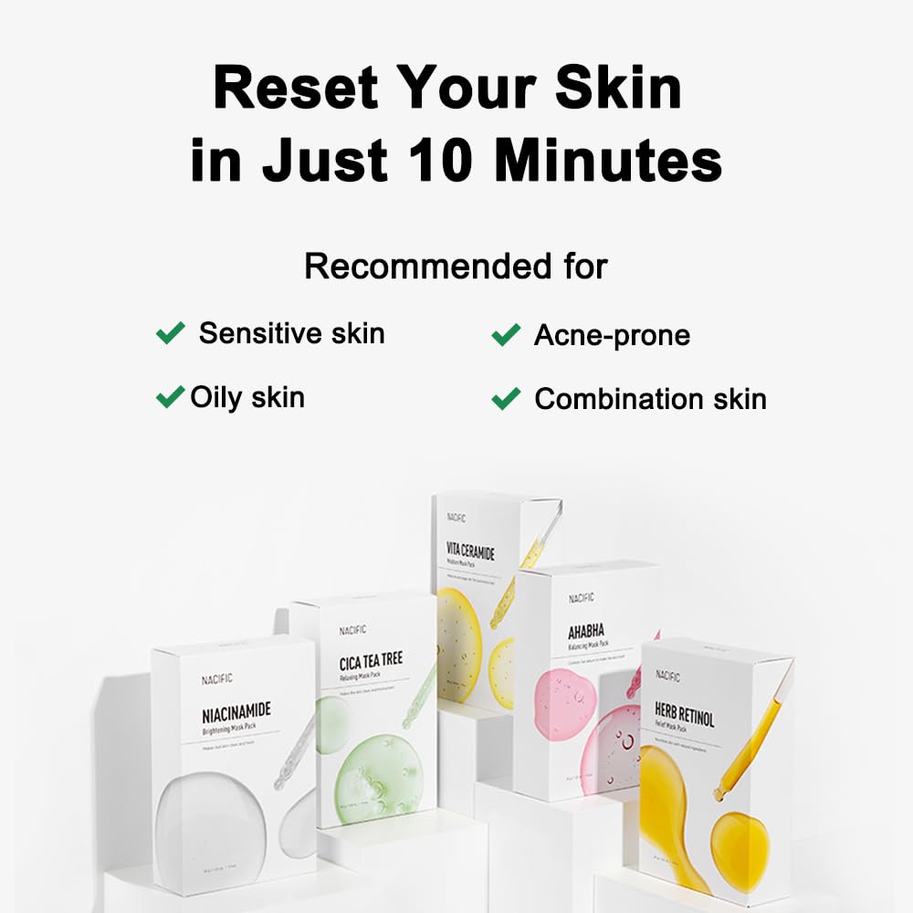 NACIFIC Face Masks Skincare Korean – Premium 10-Sheet Variety - KOSBEAUTY
