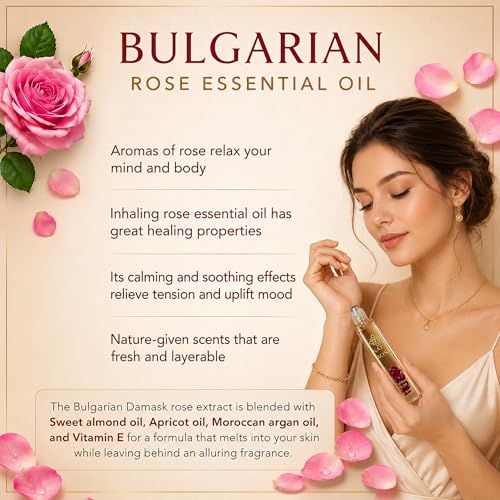 SAFA Rosé Organic Rose Oil Perfume Roller | Bulgarian Damask & - Product Imagery