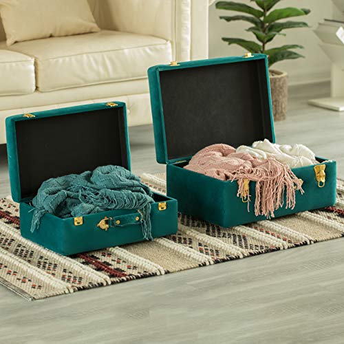 Vintiquewise Decorative Tufted Velvet Suitcase Treasure Chest - Product Imagery