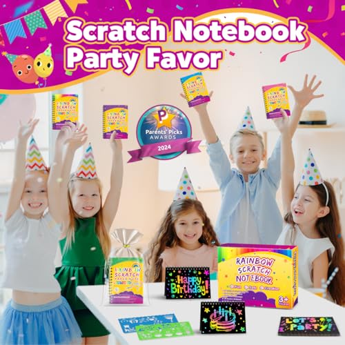 Party Favors for Kids 4-8-12: 24 Pack Scratch Rainbow Art Crafts - Product Imagery