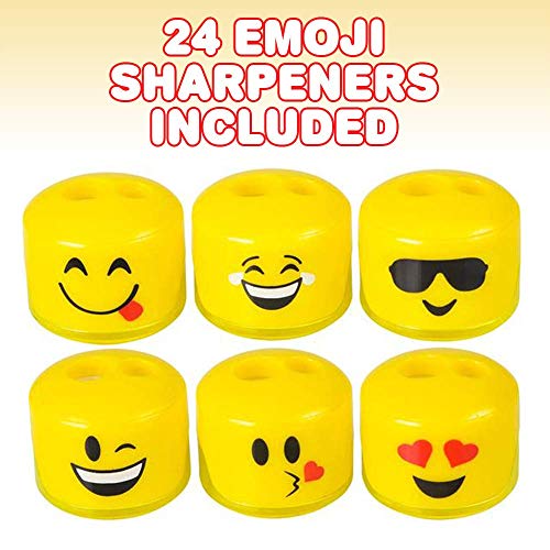 ArtCreativity Emoticon Sharpeners for Kids, Bulk Pack of 24, - Product Imagery