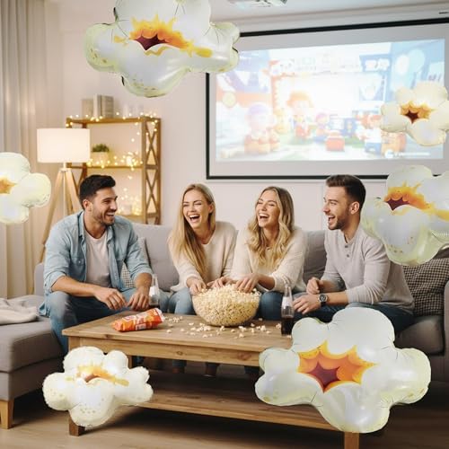 6 Pcs Popcorn Balloons, Jumbo 19 Inch Mylar Foil Decorations for - Product Imagery