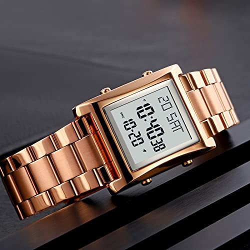 RNONDRY Mens Digital Watch Waterproof Stainless Steel Watches - Product Imagery