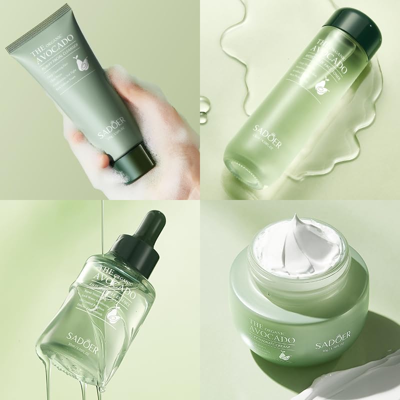 Avocado Skin Care Set, 11-In-1 Skincare Gift Set With Facial - Product Imagery