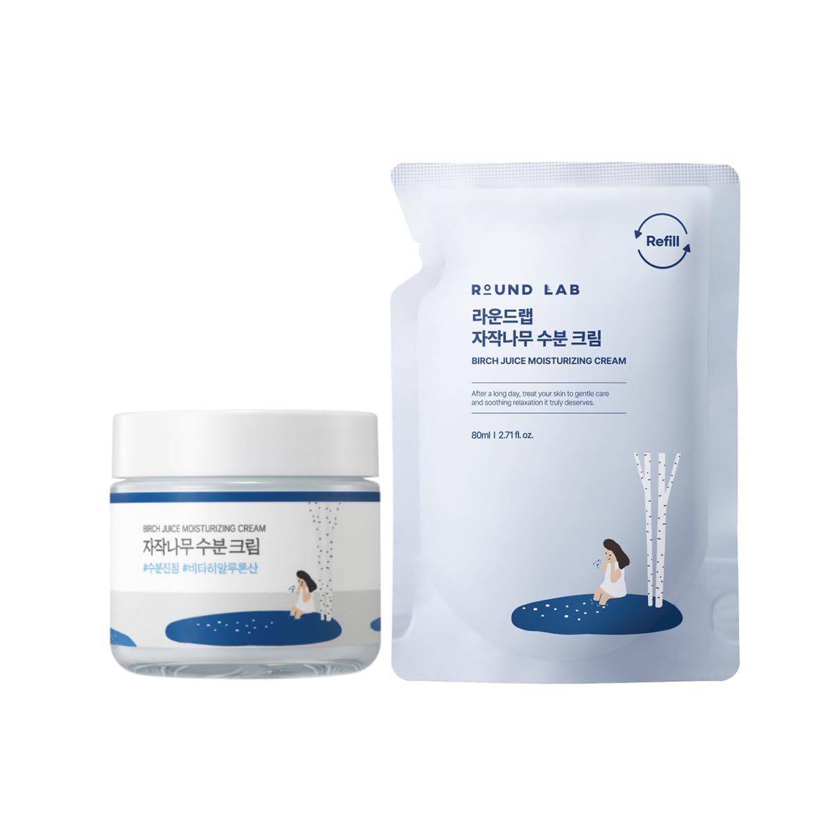 ROUND LAB Birch Juice Moisturizing Cream 1+1 Refill Set