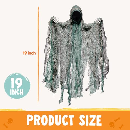 JOYIN 4 Pack 19'' Halloween Hanging Ghost Decoration Outdoor, - Product Imagery