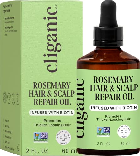 Cliganic Rosemary Oil for Hair & Scalp - Biotin & Jojoba Infused Repair Serum t - Cliganic Official Product View 1