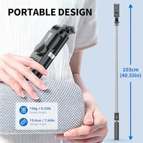 Selfie Stick Tripod, All in One Extendable & Portable iPhone - Product Imagery