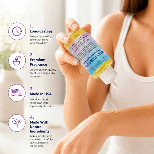4 Fl Oz Baby Perfume Fragrance Body Oil, Luxury Unisex Oil - Product Imagery