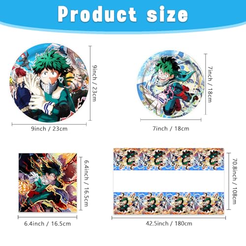 41pcs My-Hero Academy Party Supplies include 10 7'' plates,10 - Product Imagery