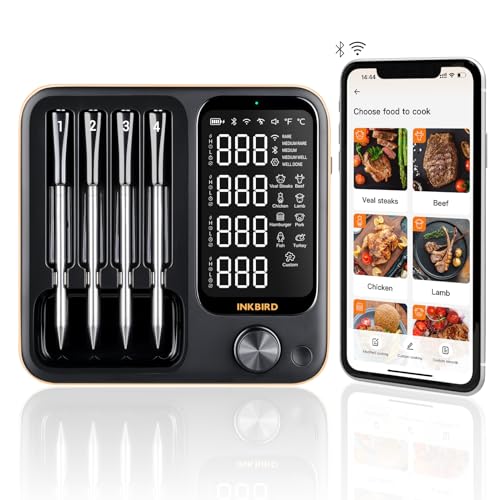 Wireless Meat Thermometer with 4 Probes, INKBIRD WiFi Meat - Product Imagery