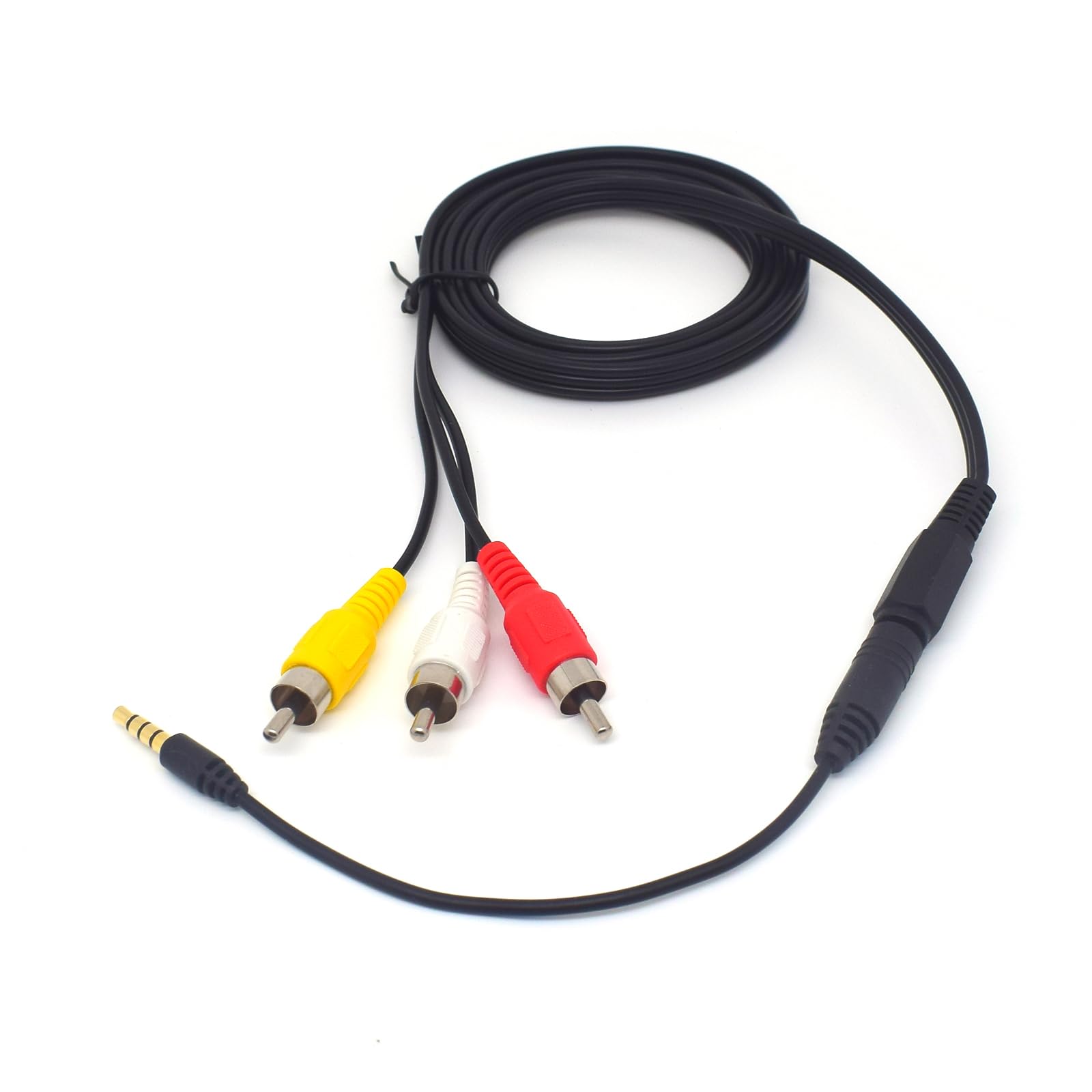 ELNONE 2.5mm 4-Pole to 3 RCA AUX AV Cable 5FT w/ 3.5mm Adapter fo by ELNONE - Angle View 7