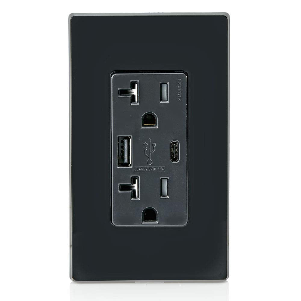 Leviton Type A Type C USB In Wall Charger with 20A Tamper - Leviton Official Imagery - 4